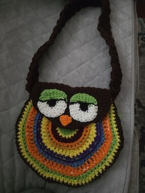 Handmade Multicolor Owl Crochet Crossbody Bag